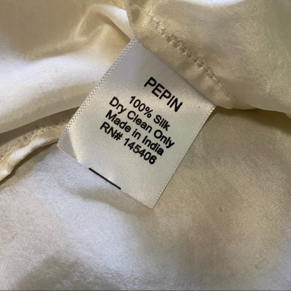 Anthropologie Pepin Cream Crinkled Silk Tassel Blouse Top XS - Picture 13 of 15